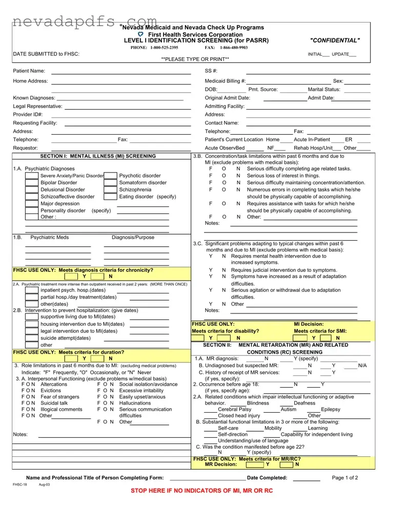 Blank Fhsc 18 Nevada PDF Template