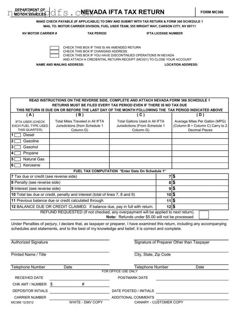 Blank Mc366 Nevada PDF Template