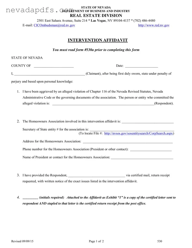 Blank Nevada 530 PDF Template