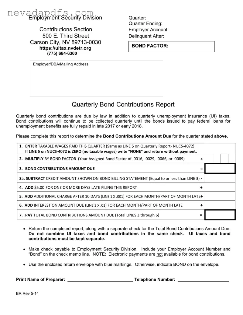 Blank Nevada Employment Security Division PDF Template