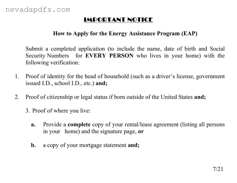 Blank Nevada Energy Assistance PDF Template