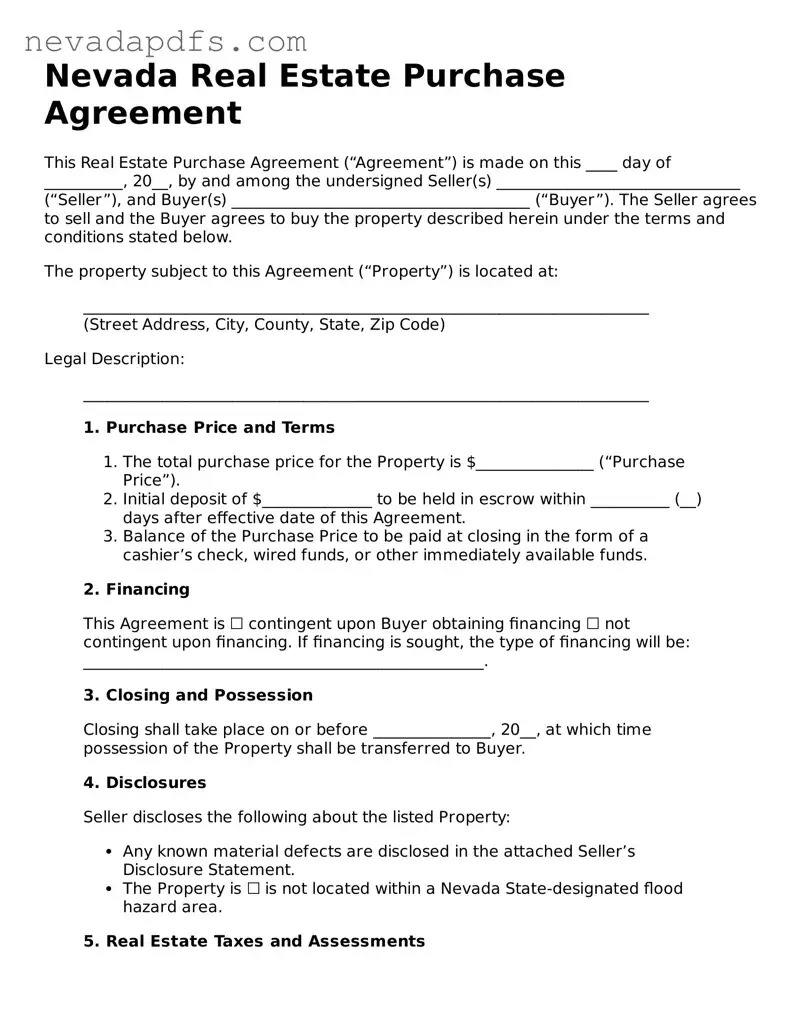 Attorney-Verified Real Estate Purchase Agreement Template for the State of Nevada