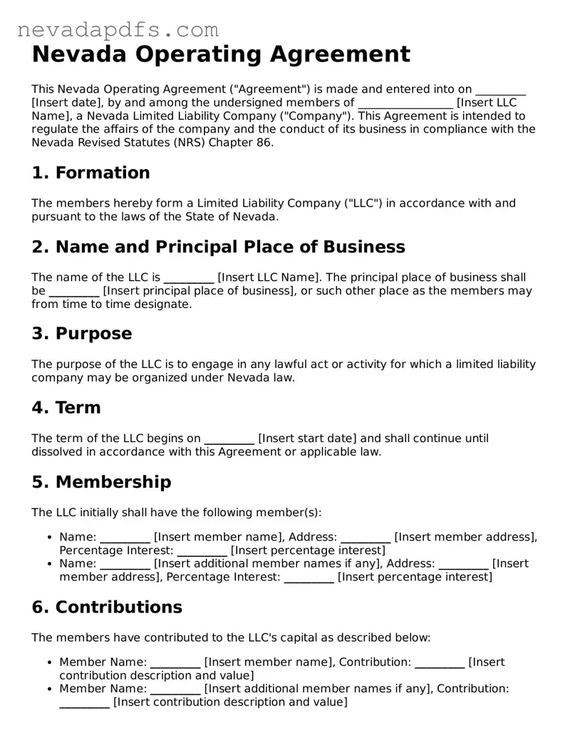 Attorney-Verified Operating Agreement Template for the State of Nevada