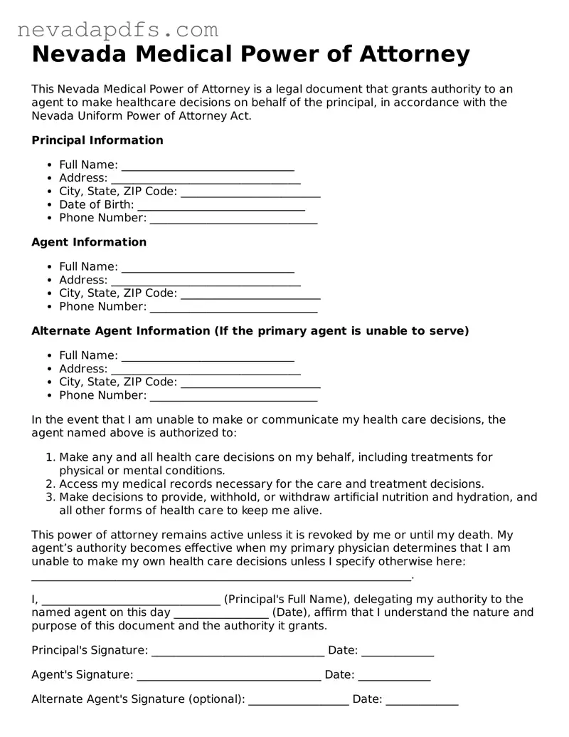 Attorney-Verified Medical Power of Attorney Template for the State of Nevada
