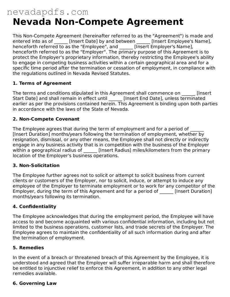 Attorney-Verified Non-compete Agreement Template for the State of Nevada