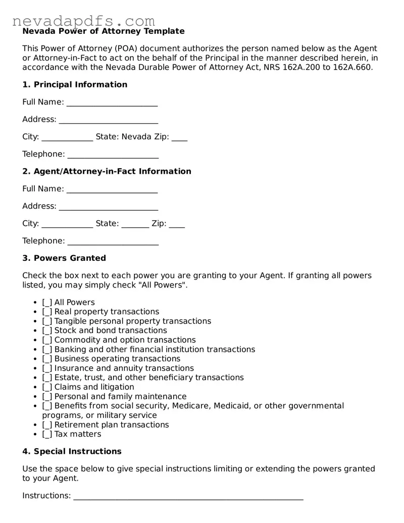 Attorney-Verified Power of Attorney Template for the State of Nevada