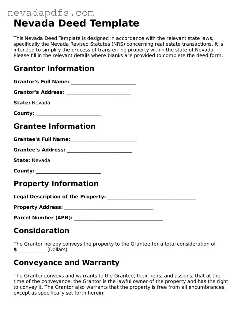 Attorney-Verified Deed Template for the State of Nevada