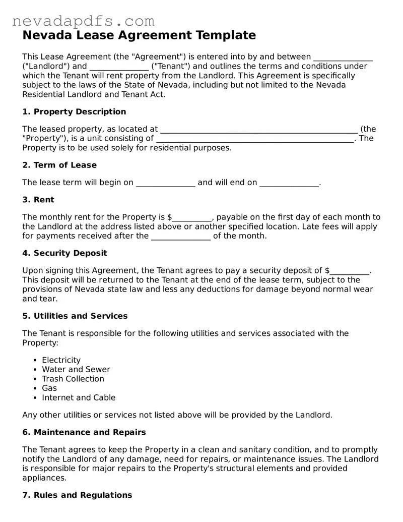 Attorney-Verified Lease Agreement Template for the State of Nevada