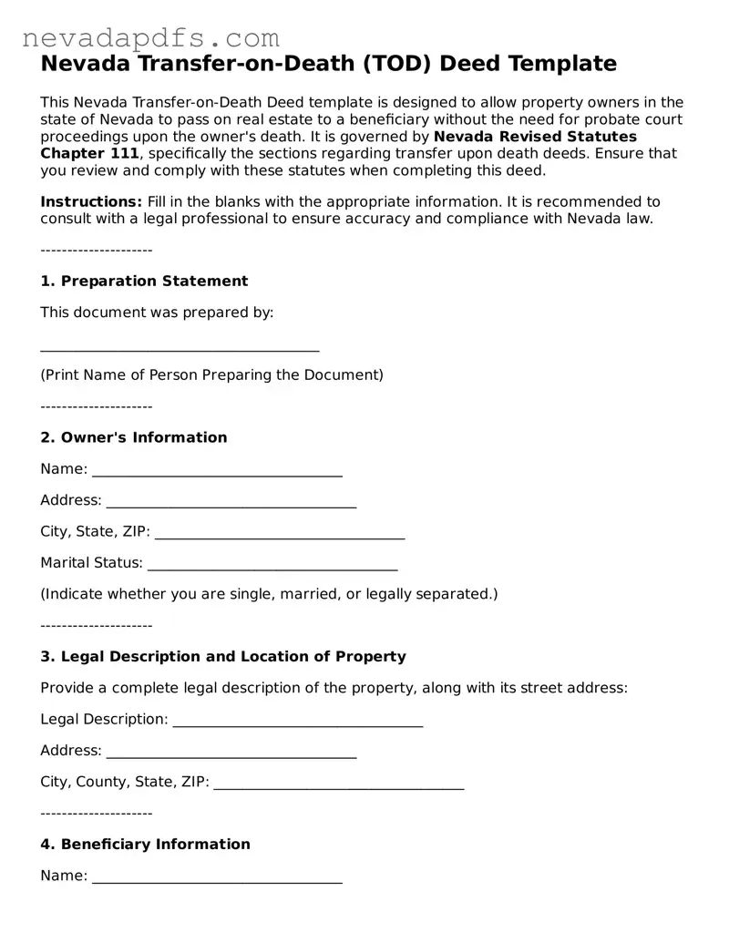 Attorney-Verified Transfer-on-Death Deed Template for the State of Nevada