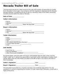 Attorney-Verified Trailer Bill of Sale Template for the State of Nevada