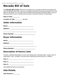 Attorney-Verified Bill of Sale Template for the State of Nevada