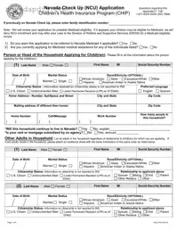 Blank Nevada Check Up Application PDF Template
