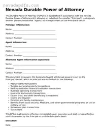 Attorney-Verified Durable Power of Attorney Template for the State of Nevada