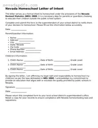 Attorney-Verified Homeschool Letter of Intent Template for the State of Nevada