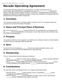 Attorney-Verified Operating Agreement Template for the State of Nevada