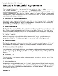 Attorney-Verified Prenuptial Agreement Template for the State of Nevada