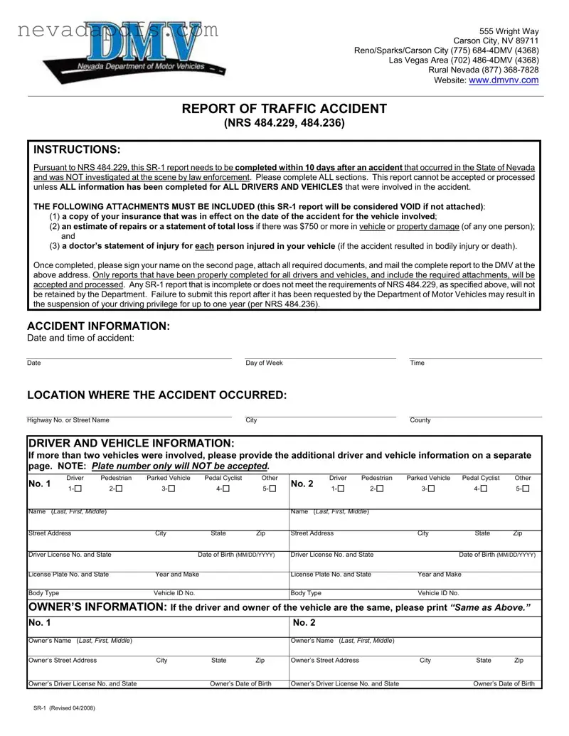Blank Sr1 Nevada PDF Template